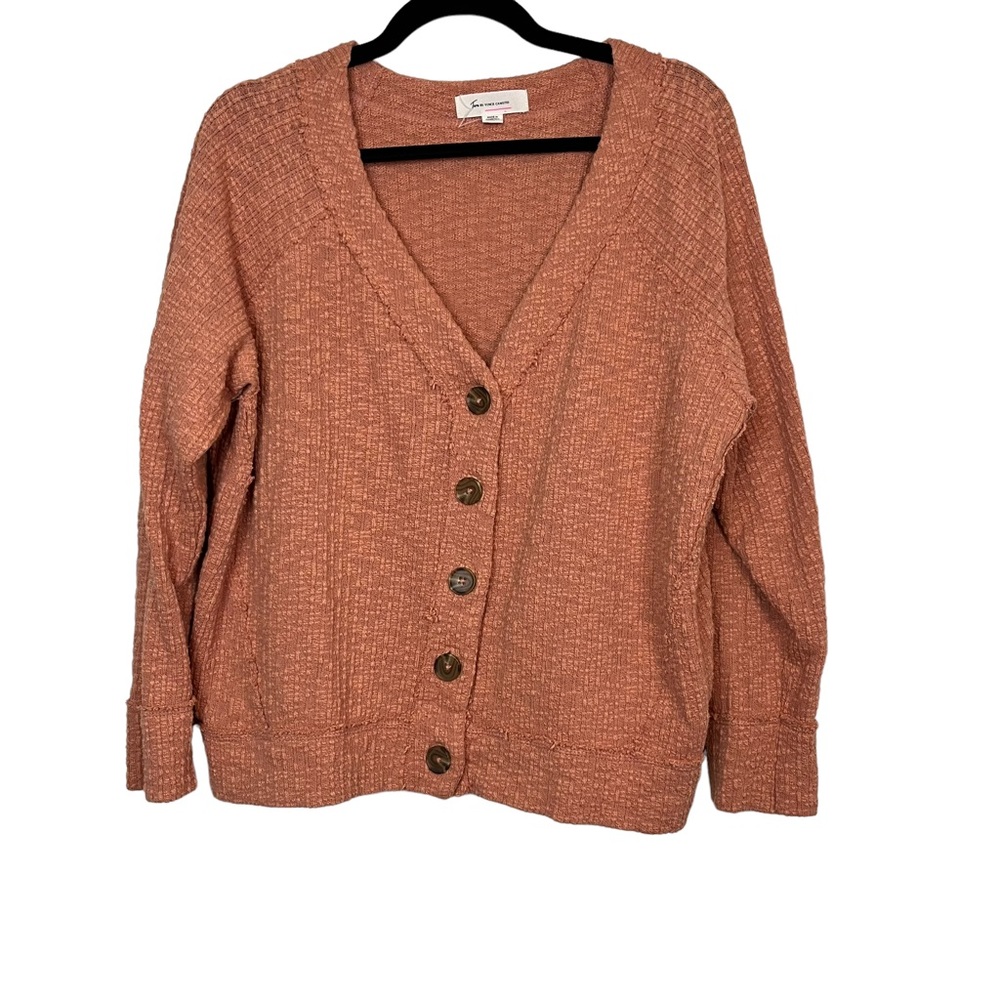 Two by Vince Camuto Orange Peach Textured Cardigan Size XL Women